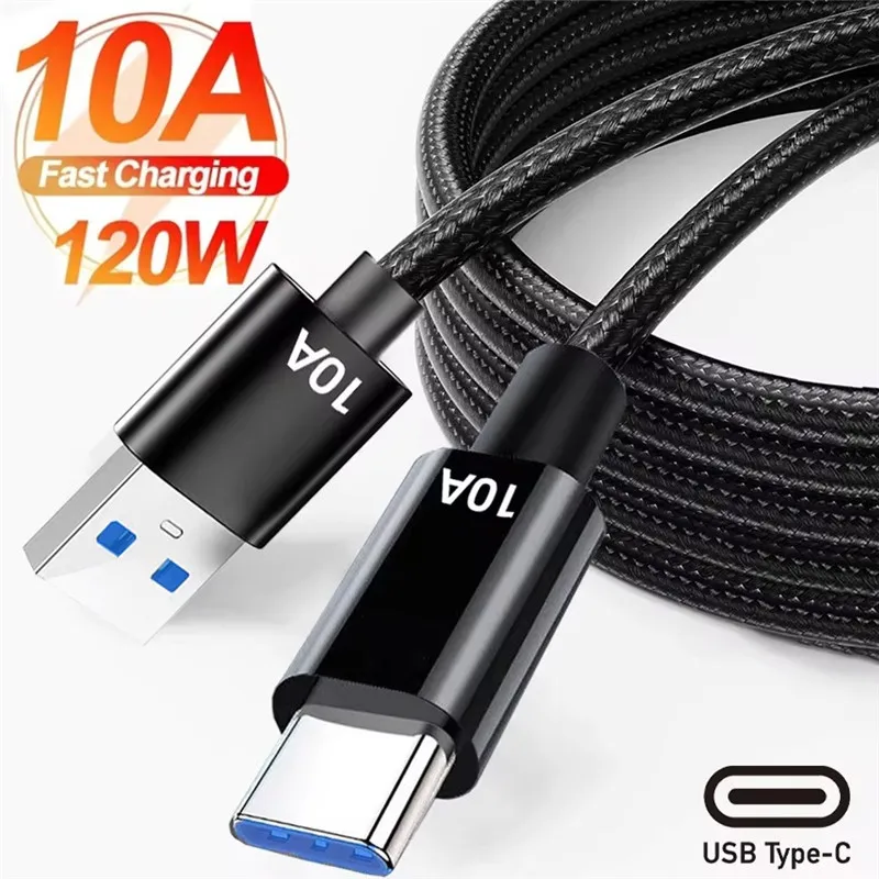 120W 10A USB Type C USB Cable Super Fast Charing Line for Xiaomi Samsung Huawei Honor Quick Charge USB C Cables Data Cord