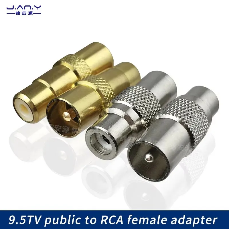 النحاس مطلي RCA أنثى تحويل 9.5TV كابل ذكر التلفزيون فك التشفير المكونات الدائرة المغلقة هوائي الترددات اللاسلكية الثورة AV لوتس أنثى