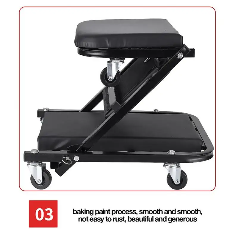 36-inch Car Repair Bed Auto Maintenance Work Bench Chair Auto Workshop Bench Wheels Roller Car Creeper Seat Roller Seat Folding