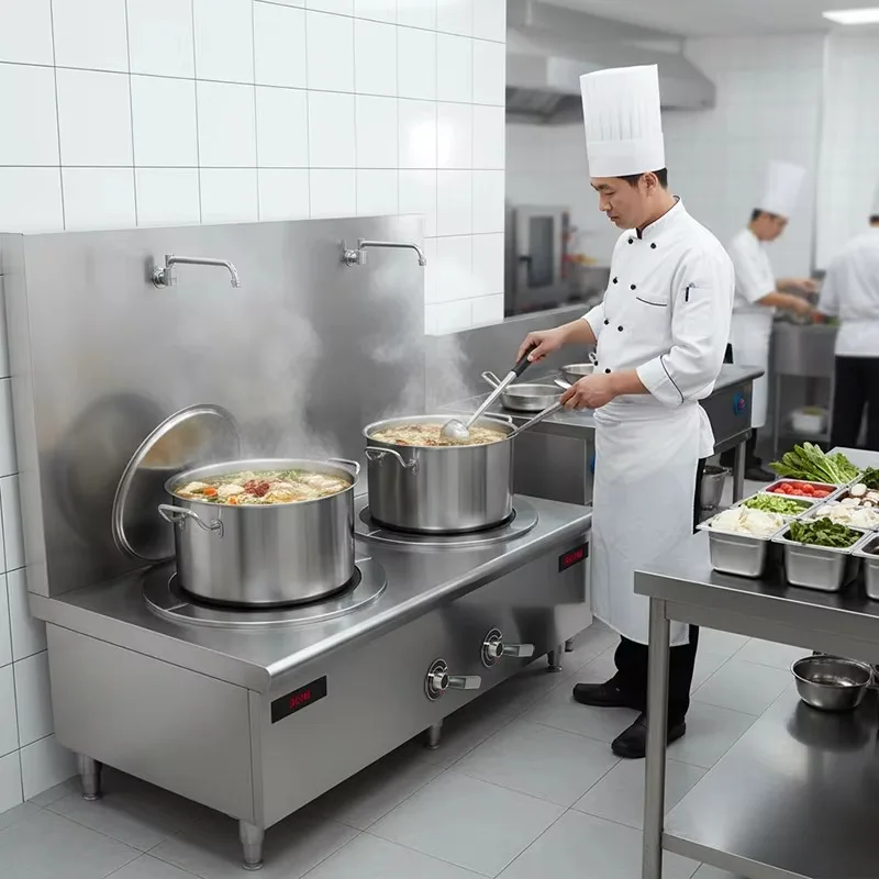 Commercial Induction Soup Pot High Efficiency Cooking Pot Stainless Steel Induction Soup Pot Restaurant Hotel Catering
