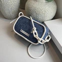 1 pezzo di borsa per fotocamera in denim a contrasto, borsa a tracolla diagonale da donna, adatta per ragazze, donne, studenti universitari, nuovo profect