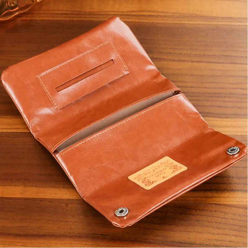 Tobacco Pouch PU Leather Case Holder for Rolling Paper Smoke Accessories for Rolling Cigarette Men's Gift