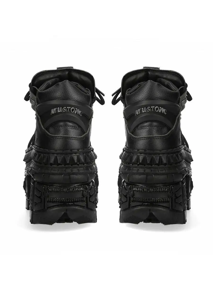Rock Locomotive Small Leather Goth Platform Retro Metal High-top Street Shooting Men and Women with The Same Single Shoes - view 2
