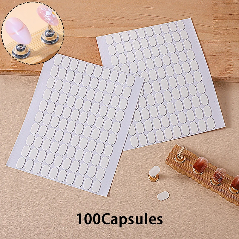 100 Stuks Nagel Dubbelzijdig Plakband Voor Valse Nagels Display Stand Gereedschap Manicure Plakband Traceless En Transparant