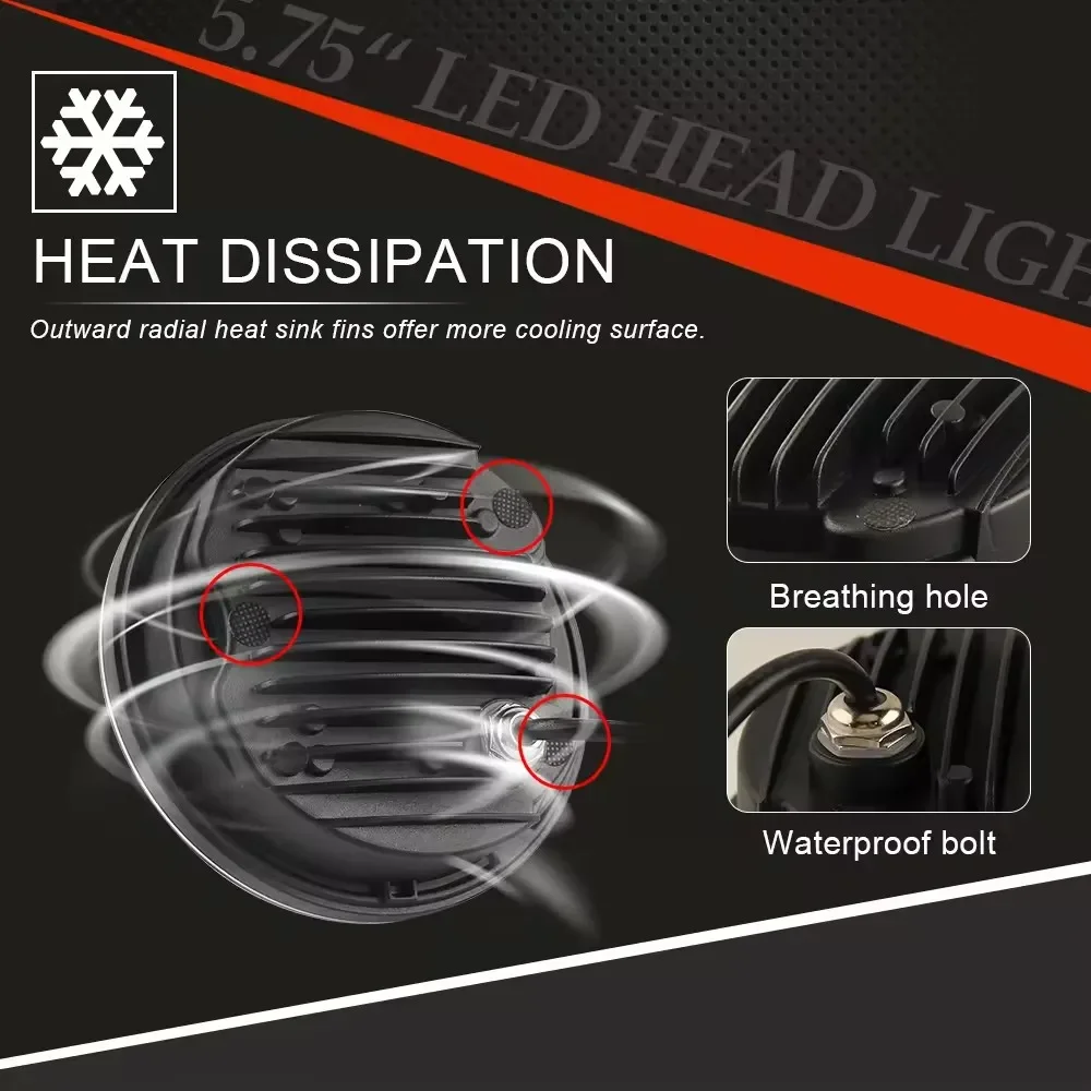 up to date Auto Led 5.75 Inch Headlights High Power Round Waterproof Car Headlight for Jeep for Wrangler for Land Rover view 6