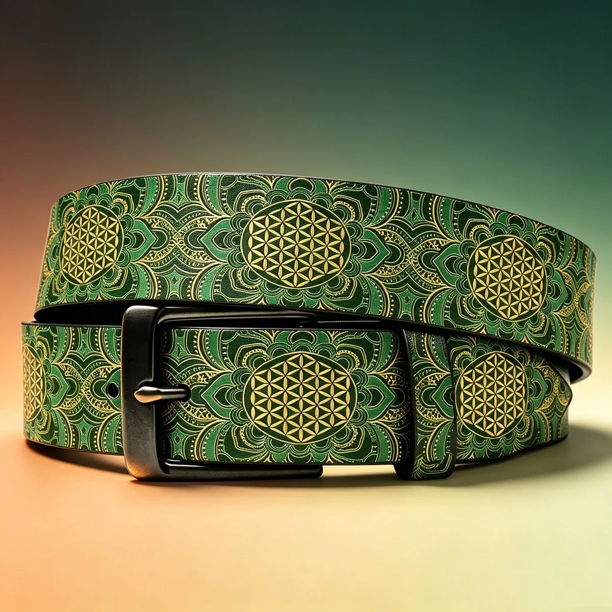 

Flower of Life Print Waist Belt Adjustable Pin Buckle Unisex Fashion Accessory for Men Women Daily Casual Decorative Waist Belt