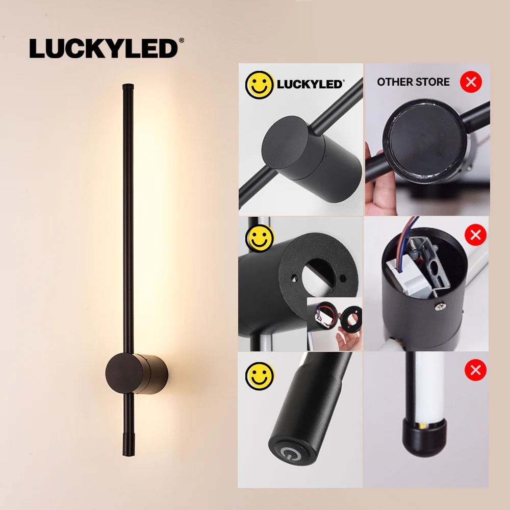 LUCKYLED Hiện Đại Đèn Led Dán Tường AC85-290V Dài Đèn Tường Sconce 100Cm 120Cm Nội Thất Đèn Đầu Giường Phòng Ngủ Ánh Sáng đen Trắng