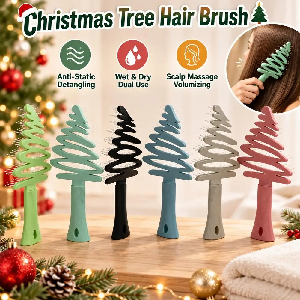 Christmas Tree Curl Define Styling Brush Hollow Out Detangling Hair Brush Tangled Hair Comb Shaping Defining Styling Tools