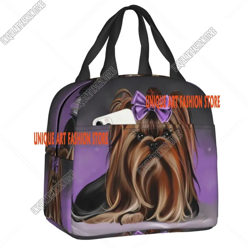 Yorkshire Terrier Dog Resuable Lunch Boxes for Women Waterproof Yorkie Lover Thermal Cooler Food Insulated Lunch Bag Office Work