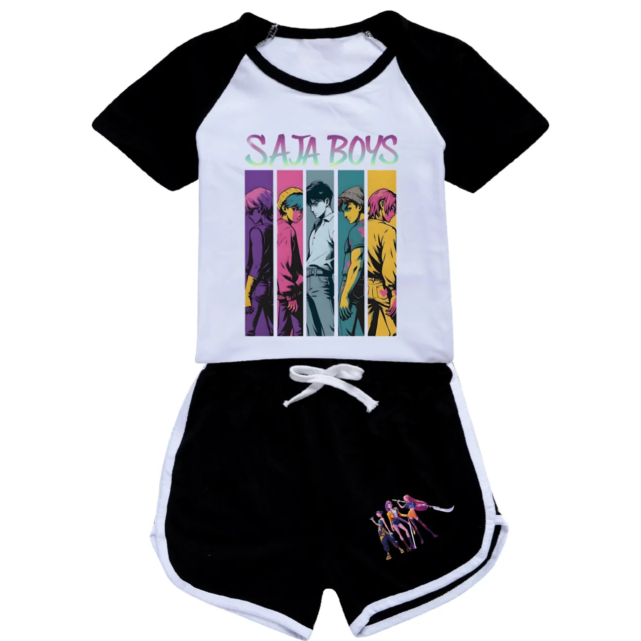 

Комплект одежды для девочек и мальчиков, детская спортивная футболка + шорты, комплект детской одежды KPop, охотников на демонов, повседневная удобная одежда, пижамы, подарок