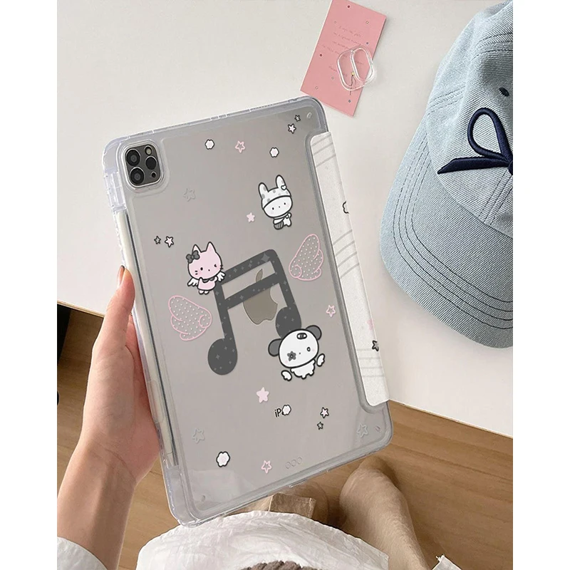 Music Note Y Fold Case for IPad 11th A16 Pro Air 13 11 M5 M3 M2 M4 2025 12.9 9 8 7 6 5 4 10Th Mini 7 6 Funda Shockproof Cover