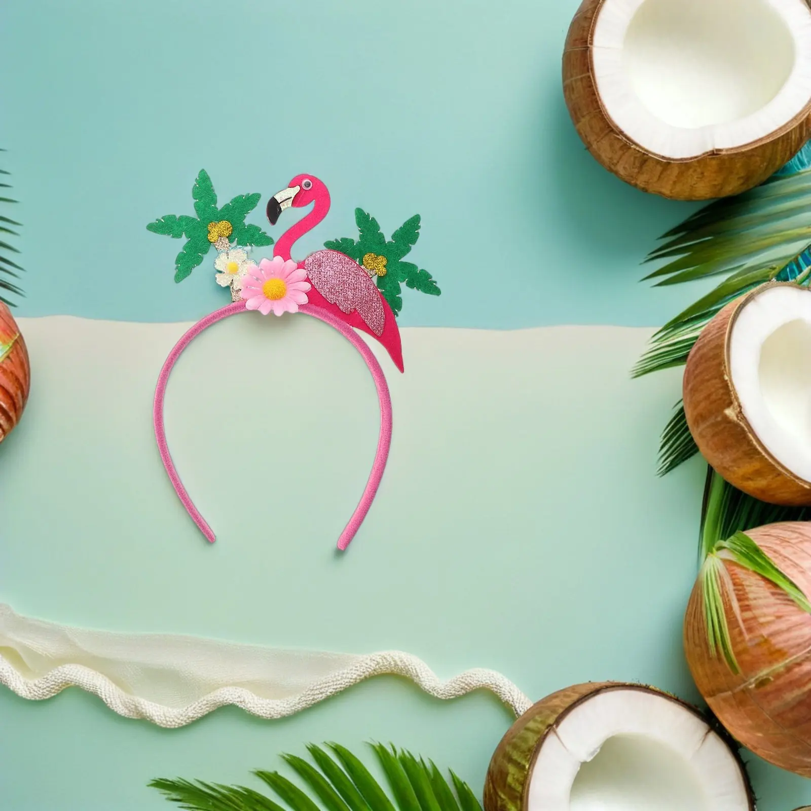 4 Diademas de Flamencos con Flores Tropicales, Accesorios Hippies para Fiestas Hawaianas, Carnavales, Festivales, Playa, Diadema Floral