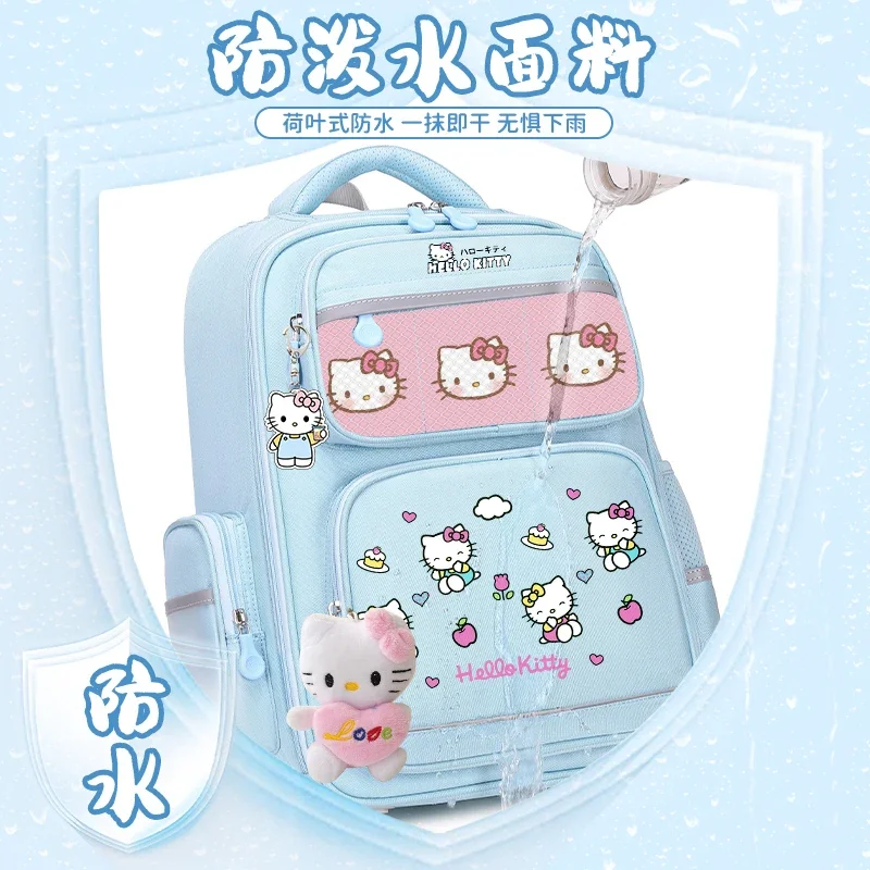 Sanurgente-Cartable d'étudiant Hello Kitty, sac à dos de grande capacité, coussin de dessin animé mignon, décontracté et léger, initié, nouveau