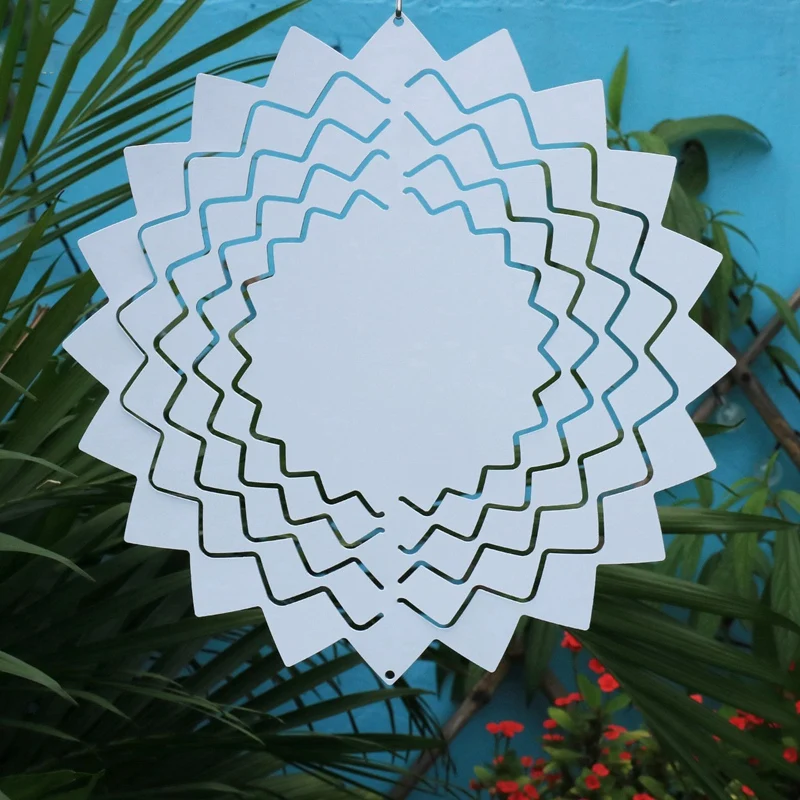 10 polegadas sublimação girador de vento em branco, decoração de jardim pendurado para janela interior ao ar livre quintal jardim