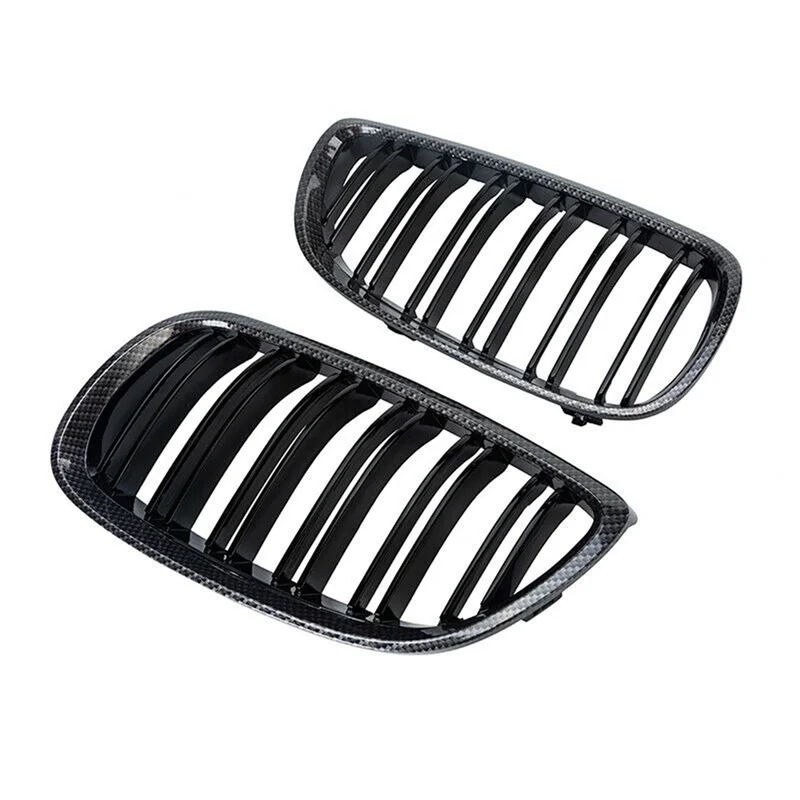 4X 用-BMW E90 E92 E93 M3 328I 335I 2007-2011 カーボンファイバールックフロント腎臓グリル 51137157275 51137157276 -A78G