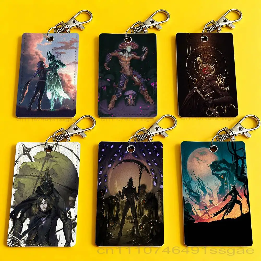 

Game W-WARFRAME Cool Card Case Leather Card Holder Keychain Key Ring Door Access Tags ID Card Case Keychain