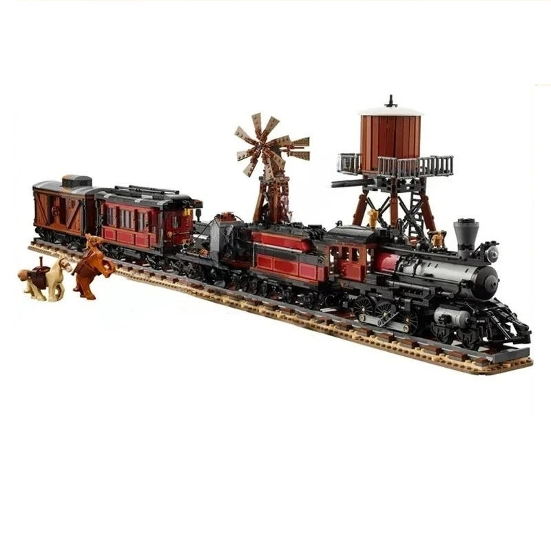 MOC Wild West Train Express locomotief Hot City Selling Kerst StreetView Puzzel Architectuur DIY Verjaardag Sets Speelgoed Geschenken