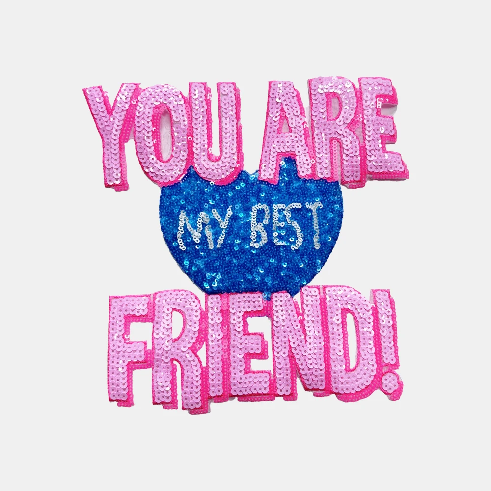 1 Piece 21*21.5 cm Sequined Letter Design Patch Fashion Shining Iron On Patch for Clothing DIY Accessories Back Adhesive
