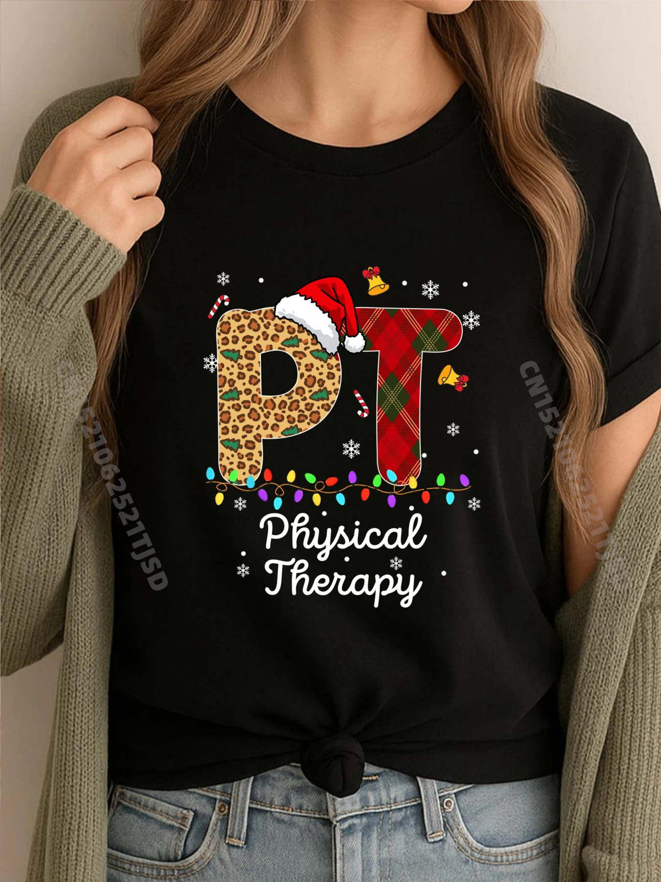 

Physical Therapy Christmas Santa Leopard Pt Therapist Xmas Graphic Tees Man Clothes Happy New Years