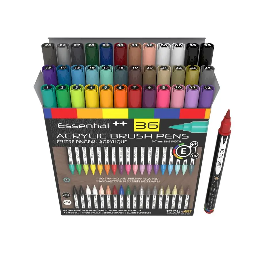 

Flexible Brush Tip Acrylic Paint Pens Markers Set 17mm Line for Rock Painting, Brush Lettering, Scrapbooking, Glass, Mugs, Wood,