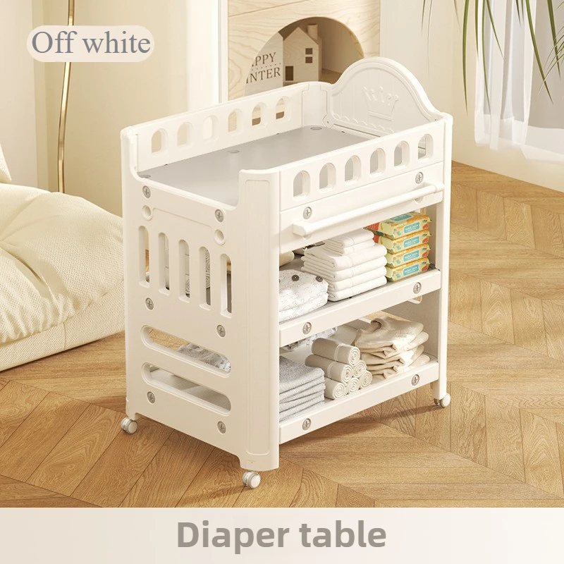 Portable Baby Changing Station - Foldable Diaper Table with Storage Shelves, Wheels & Safety Straps for Infants 0-24 Months