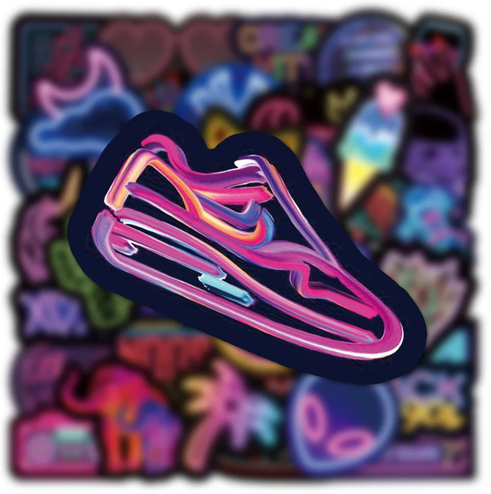 10/30/50PCS Neon Personality Cartoon Graffiti Sticker for Luggage Laptop DIY Skateboard Motorcycle  Waterproof  Guitar Wholesale