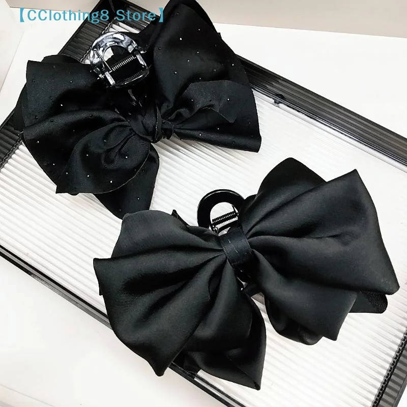 

Black Large Bow Hair Claw Nonslip Hair Jaw Shark Clip For Women Girls Strong Hold Clamps Fashion Hair Accessories Gifts【AliS8】