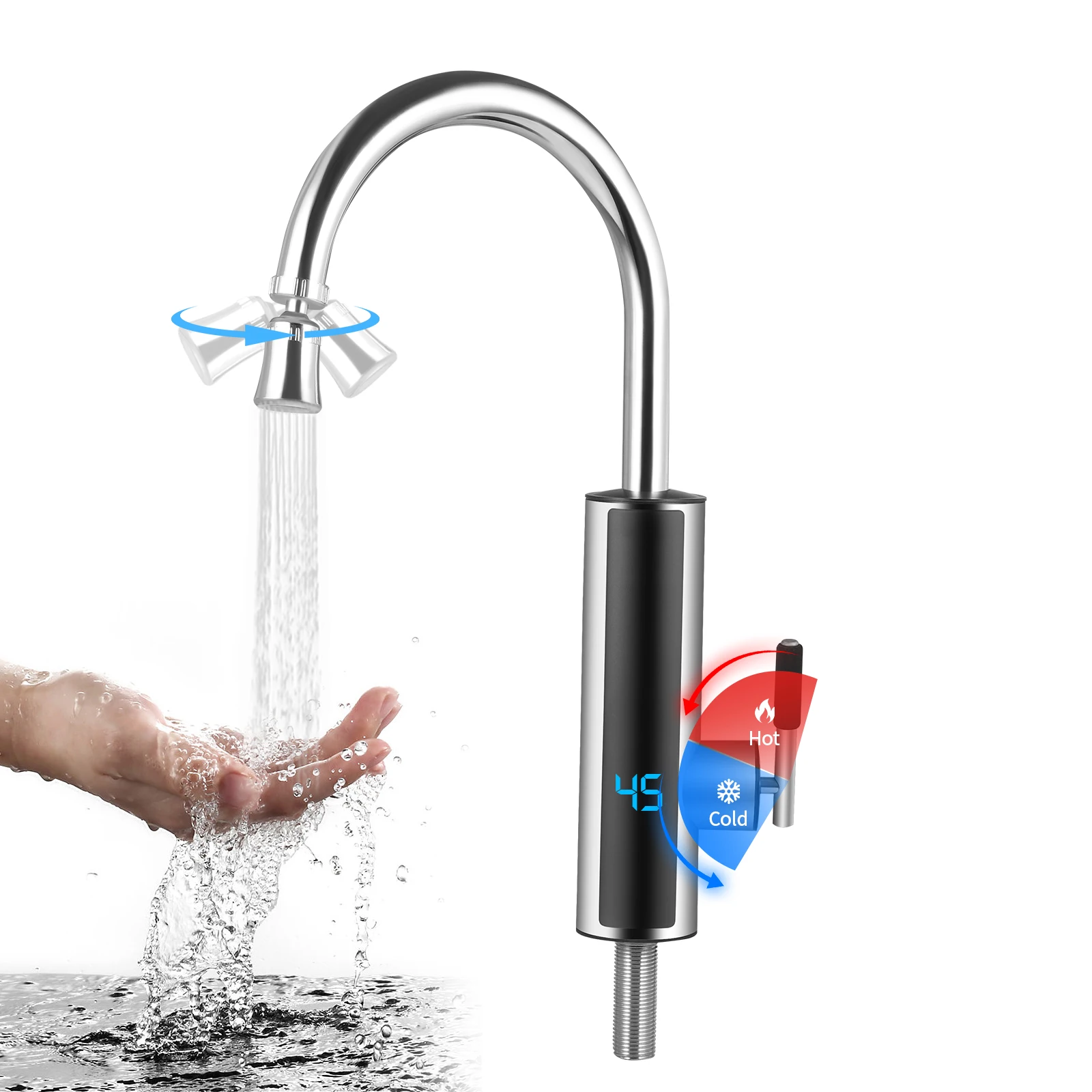 3000W Instant Electric Water Heater Faucet Tankless Hot Water Heater Tap Kitchen Bathroom Heating Faucet Machine