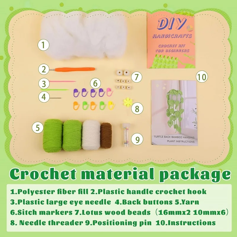 BUDDUR Hanging Basket Crochet Knitting Kit With Instruction And Cotton Yarn Thread DIY Non-finished Materials Package Set