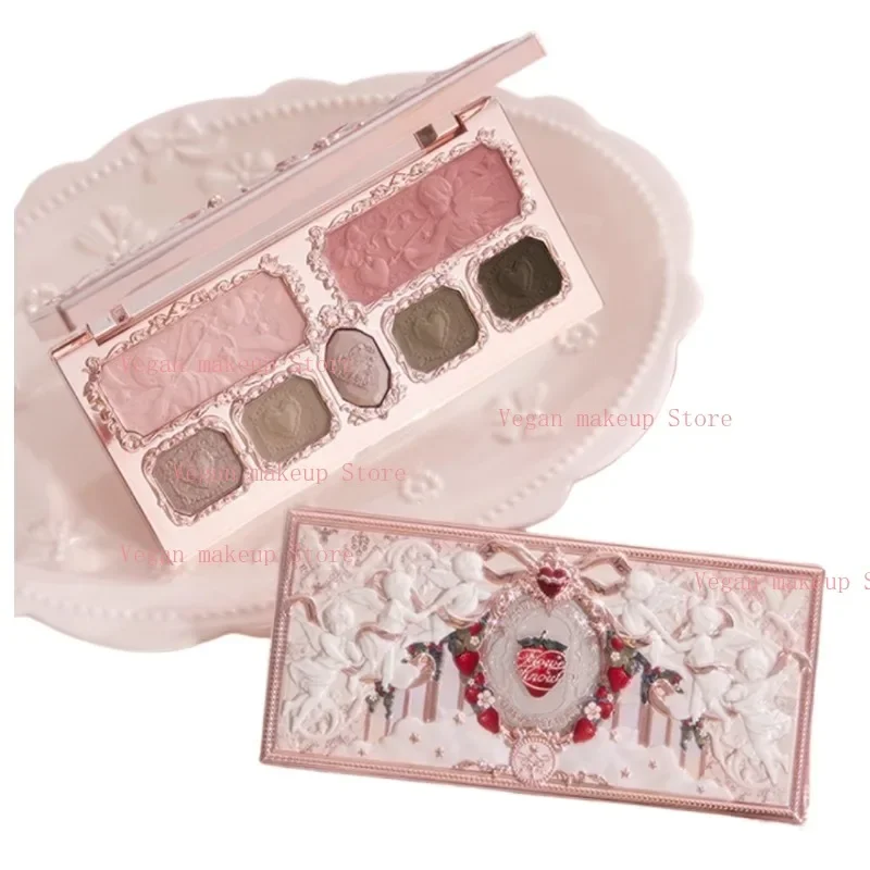 Flowerknows Strawberry Cupid Collection Facial Complexion Palette Blush Eyeshadow Highlighter Flower Know Face Bronzer Palette