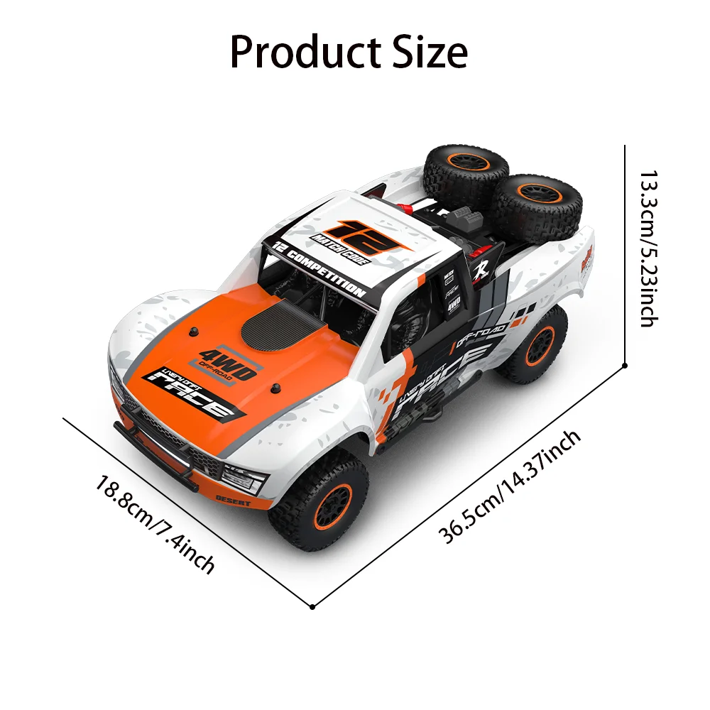 HB RC سيارة R1201 1/12 مقياس كامل 4WD بطاقة قصيرة بدون فرش مع مصباح ليد 45 km/ساعة شاحنة قصيرة لعبة الصبي RC نموذج لهدايا الأطفال