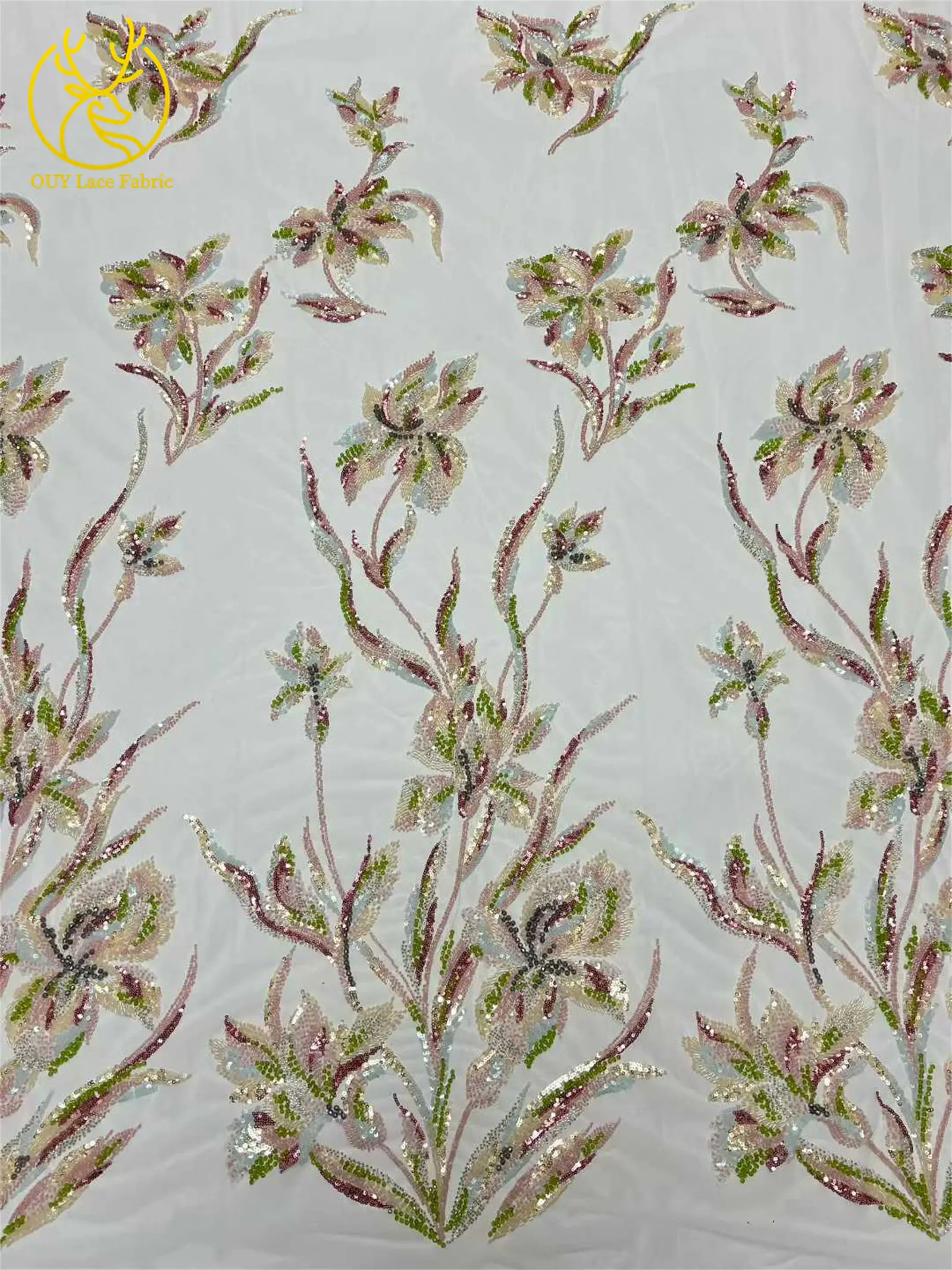 Luxuriöser afrikanischer Brautkleidstoff mit Perlenstickerei 2026 – Neuer französischer nigerianischer bestickter Blumen-Pailletten-Spitzenstoff für Hochzeits- und Partykleider – Detail 15