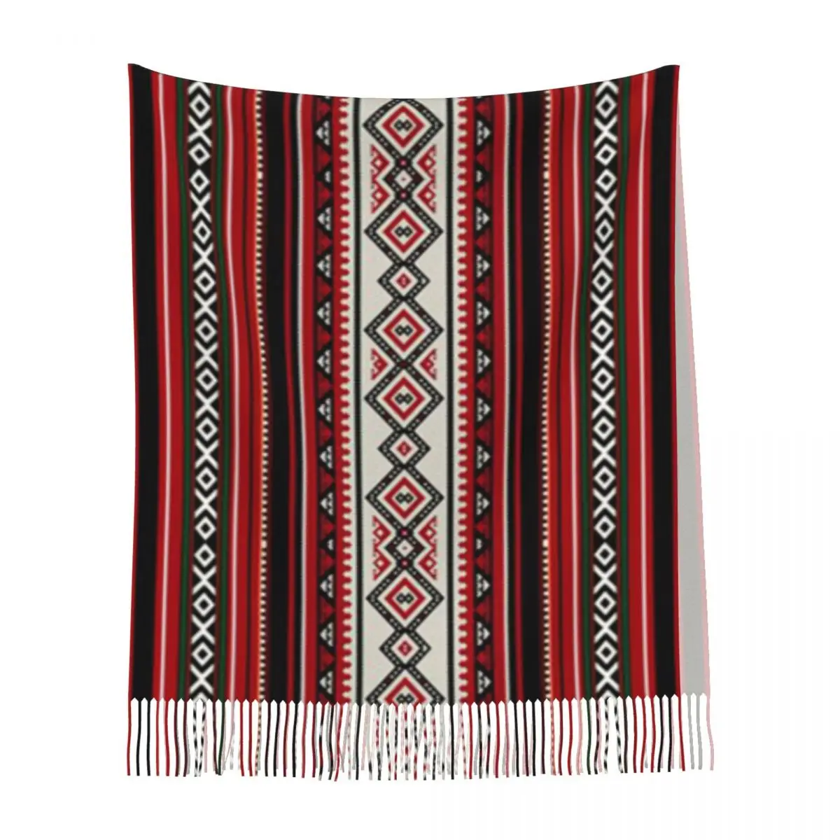 大きなカビール・ボヘミア・アマジグ・ベルベル族のスカーフ、タッセル付きスカーフ、女性用ソフトで暖かいショールとラップ、ロング丈の秋冬用ショールラップ