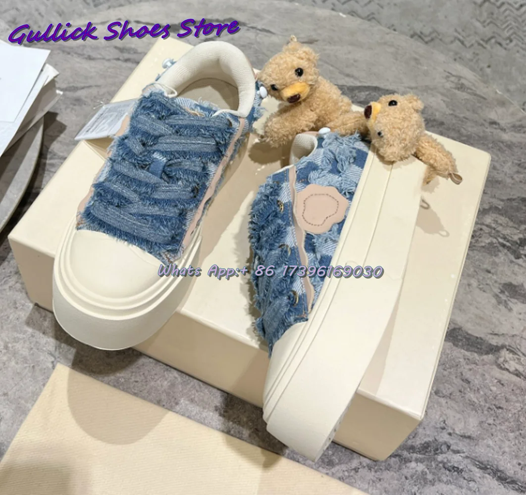 Trendy Bear Hug Sneakers Patchwork Lace Up Round Toe Height Increasing 5CM 2025 Women Cute Fashion All-Match Leisure Sport Shoes