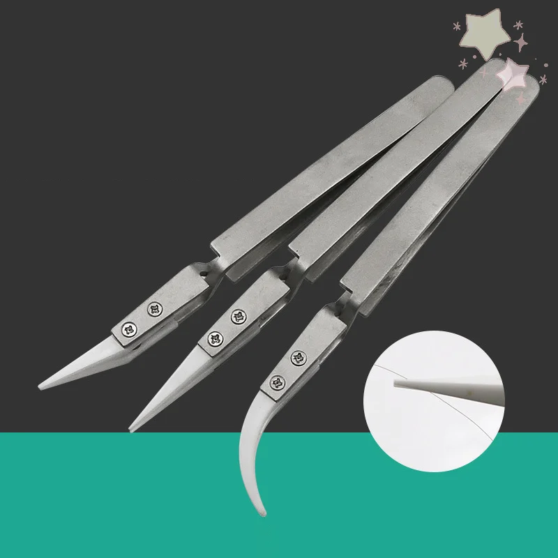 

1PC Ceramic Straight Tip Electronic Soldering Tweezers, Anti-Static Reverse Acid Resistant Precision Chuck Ceramic Tweezers