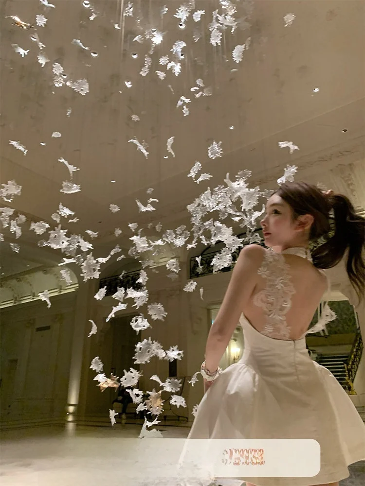 

DOGGYQIN Лето Pure Desire Глубокий V Ne Белое трапециевидное платье Dr Женское модное повседневное платье с висячим застежкой-молнией Ne Sle