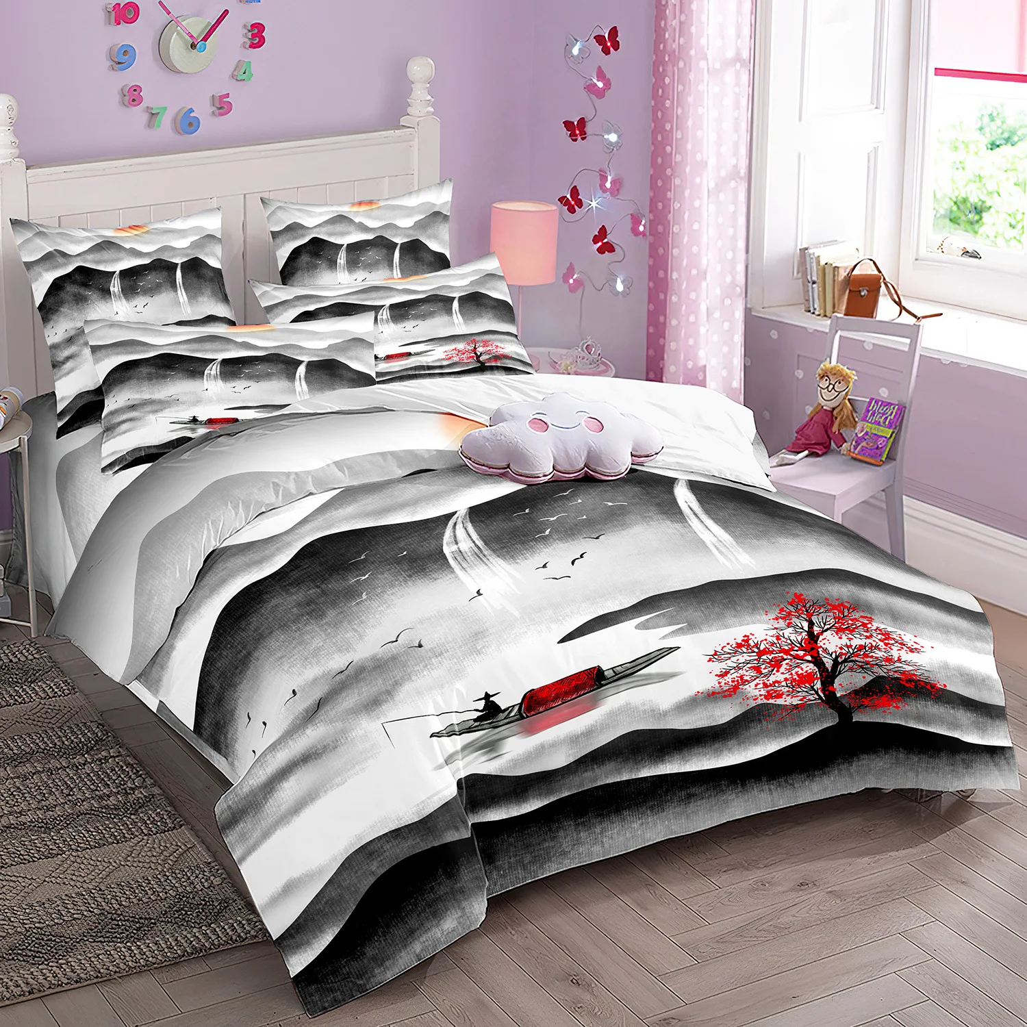 2/3pcs bedding set Digital Print Comfortable Duvet Cover for Home Bedroom Decoration, 1 Duvet Cover and 2pillowcase with Zippers