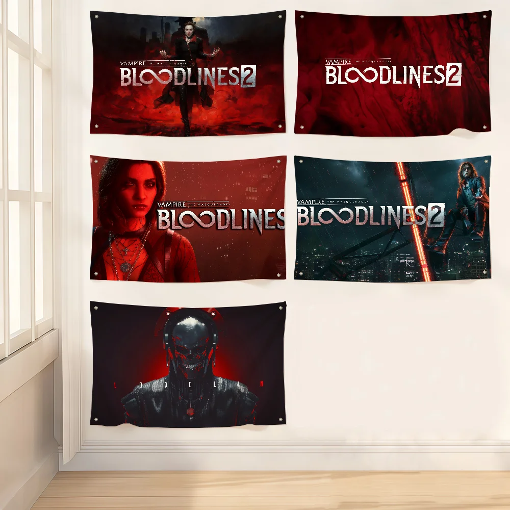 Bloodlines flag Art Sci Fi Room Home 2 Decor Wall Mount Home Masquerade Vampire Game Decor Banner