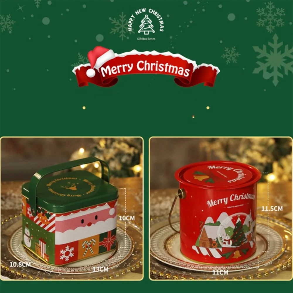 Große Kapazität Weihnachten Zinn Geschenk box Metall Candy Box quadratische Süßigkeiten Vorrats behälter für Urlaub Weihnachten liefert frohes neues Jahr – Detail 11