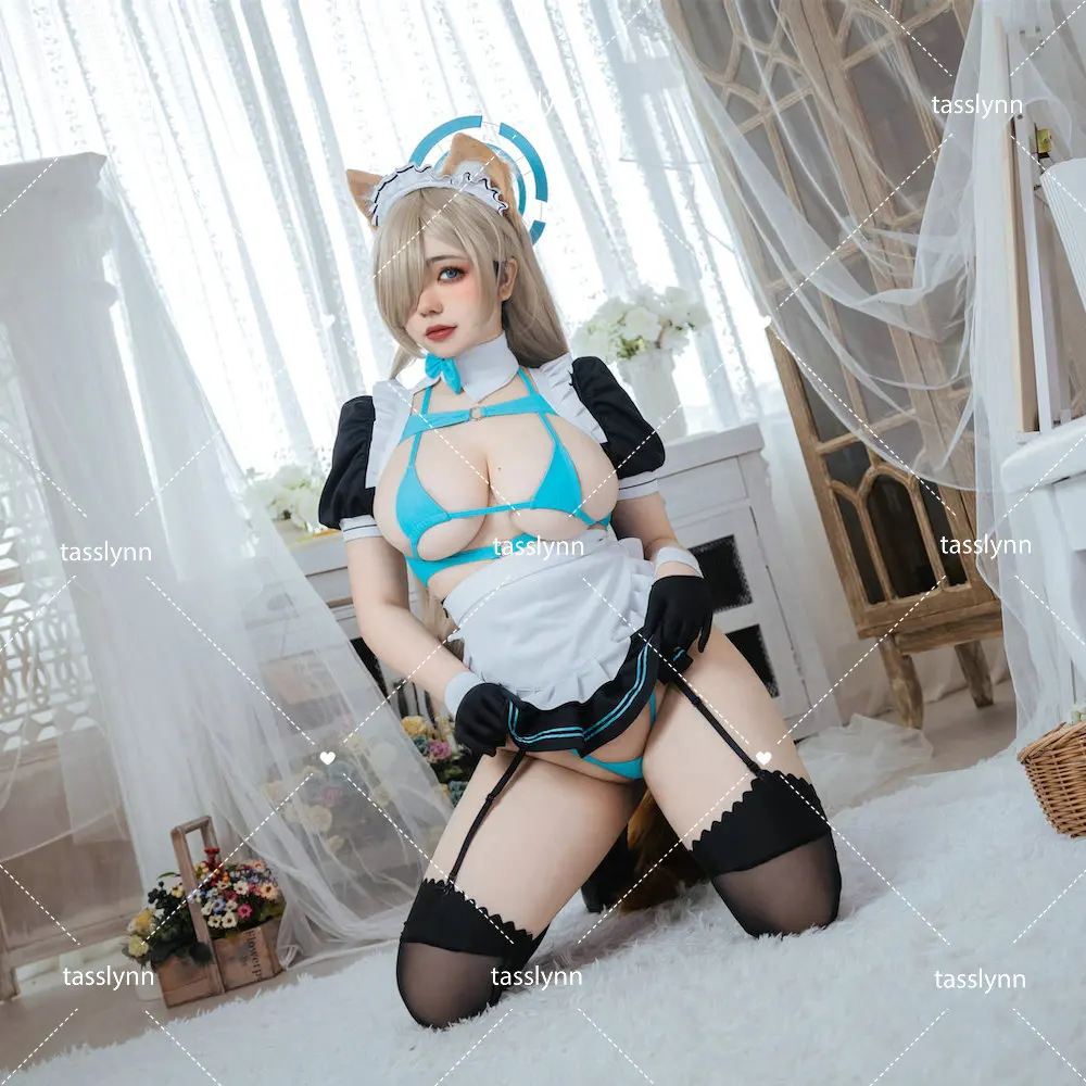 

Blue Archive Halloween Costume Itinose Asena Cosplay Sweet Maid Dress Anime Cosplay for Women