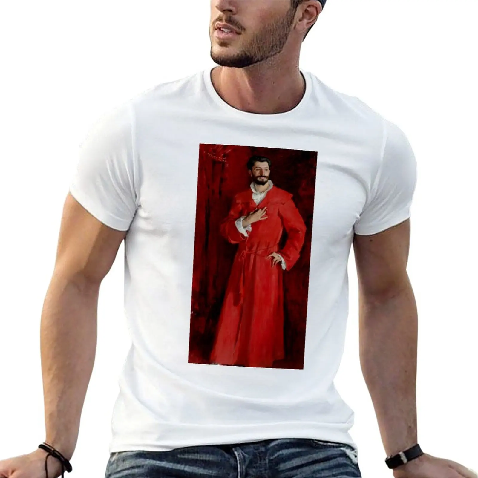 Camiseta de John Singer Sargent Dr. Pozzi at Home, camisetas para hombre, camiseta gráfica de algodón, camisetas divertidas 100%, camiseta para hombre