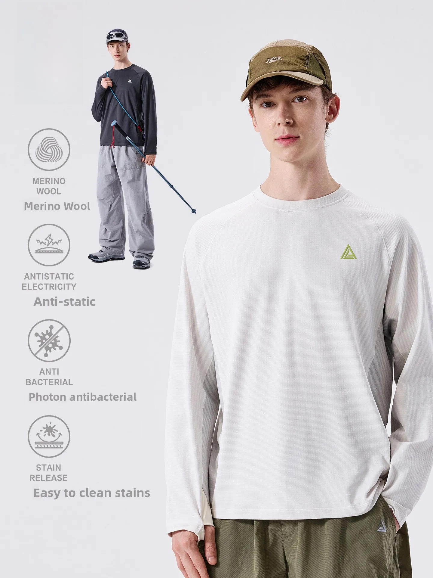 LAZY DAY Outdoor Quick Dry Long Sleeve T-Shirt Men's Moisture Wicking Cool Feeling Sports Top Polyester Fiber Standard Fit
