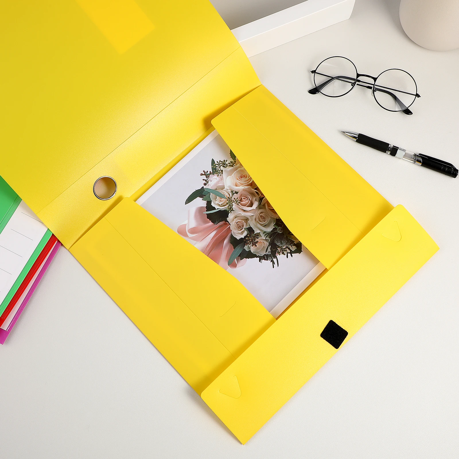 5 pcs Foldable Archive Case Plastic Document Holder Portable Storage Box for Office Home Study Lightweight Reusable File Box