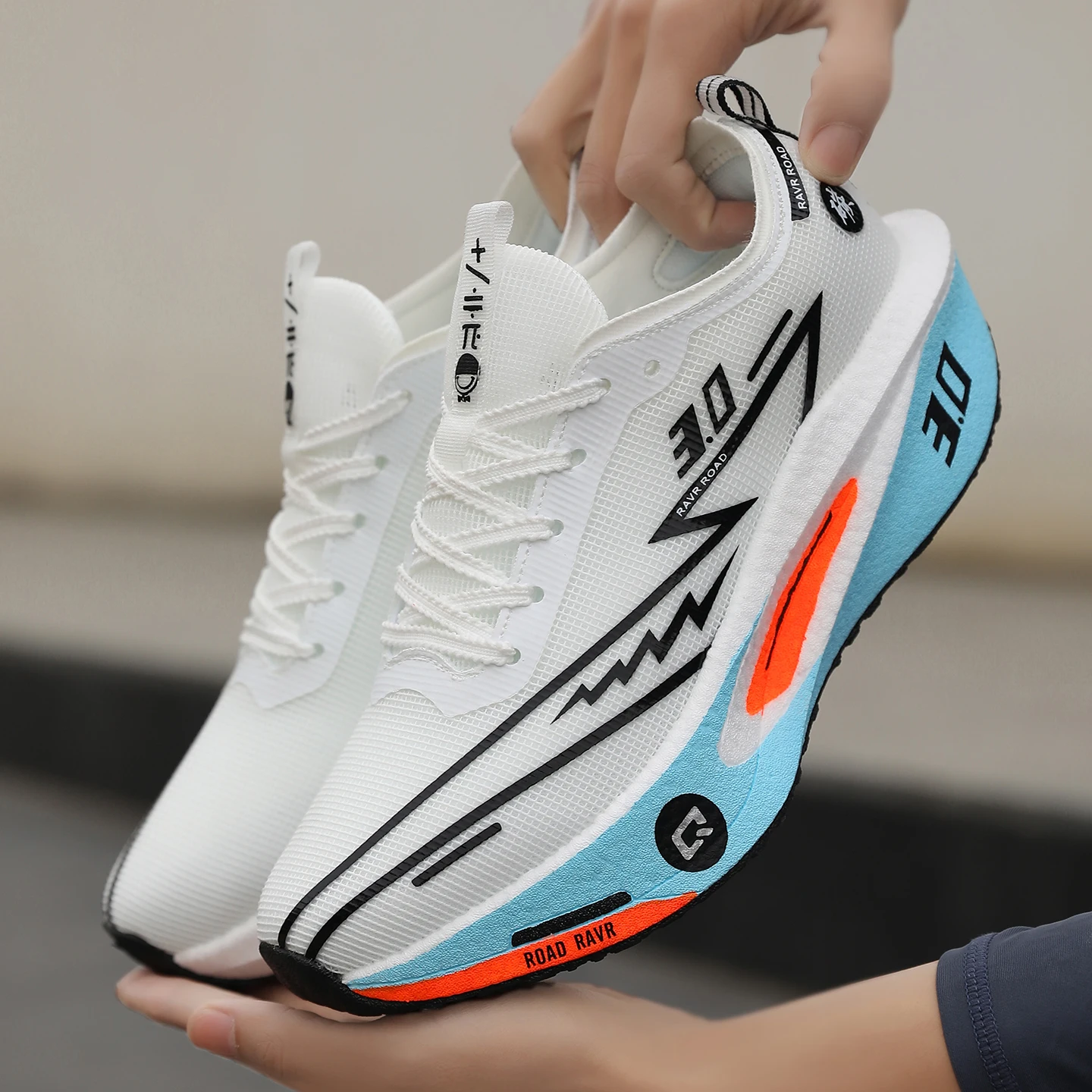 メンズロードランニングシューズ3.0 軽量通気性メッシュスポーツシューズ 耐衝撃性ノンスリップアウトドアレーシングジョギングシューズ 46 1