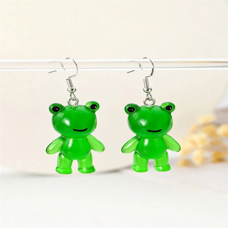 1 pair Cute 3D  Flocked Frog Pendant Earrings,Perfect For Daily Wear And Gifting Your Best Friend