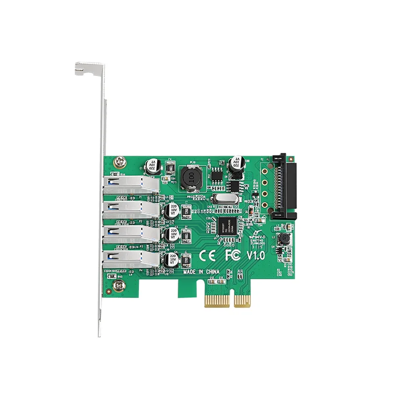 

Адаптер расширения карты-концентратора PCIE на 4 порта USB3.0 для настольного компьютера с 15-контактной картой адаптера питания SATA 5 Гбит/с