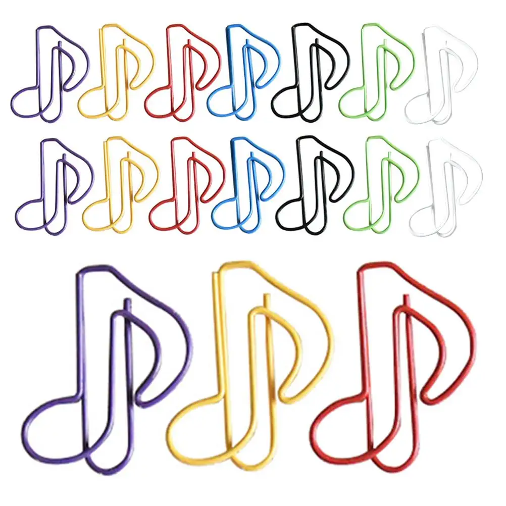50pcs Music Note Paper Clips Colorful Metal Bookmarks Cute Stationery Office Supplies Fade Resistant Decorative