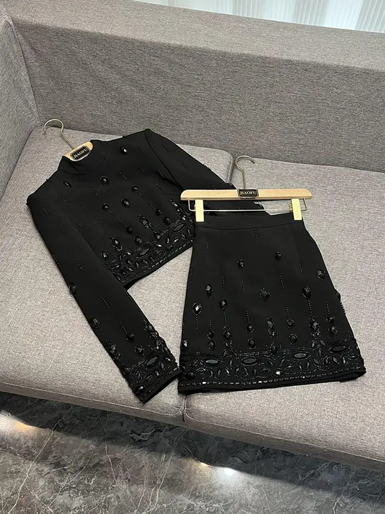 

Faionable Heavy Embellied ort Top And Skirt Set Two Piece Set Star Sle Commute Wind for Women in Ages 25 to 35