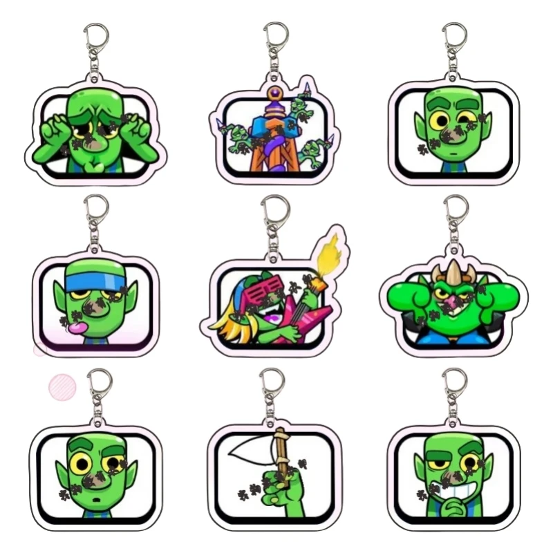 

Clash Royale Goblins Emoticon Game Peripherals Acrylic Key Chain Keychains Backpack Accessories Model Kid Toys Gift