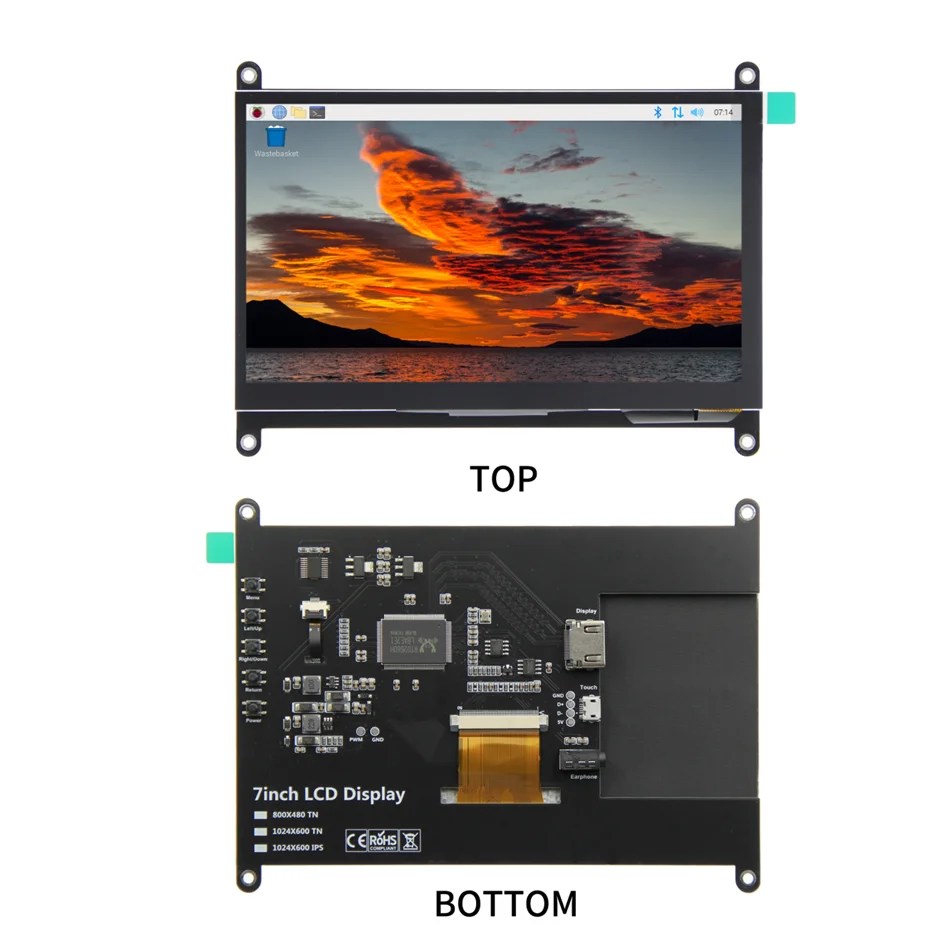 หน้าจอสัมผัส7นิ้ว capacitive โมดูลที่เข้ากันได้กับ HDMI ลินุกซ์ Windows 1024*600แผง IPS 170 FOV สำหรับ iPhone SBC PC Raspberry Pi